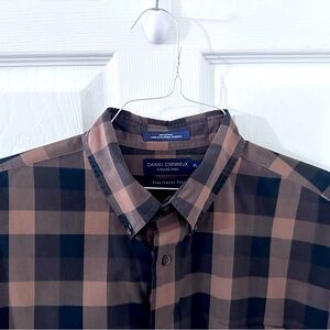 Daniel Cremieux XL, long sleeve black with brown checks, hundred percent cotton